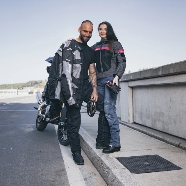 Dámske kožené moto topánky W-TEC Beckie - čierno-ružová