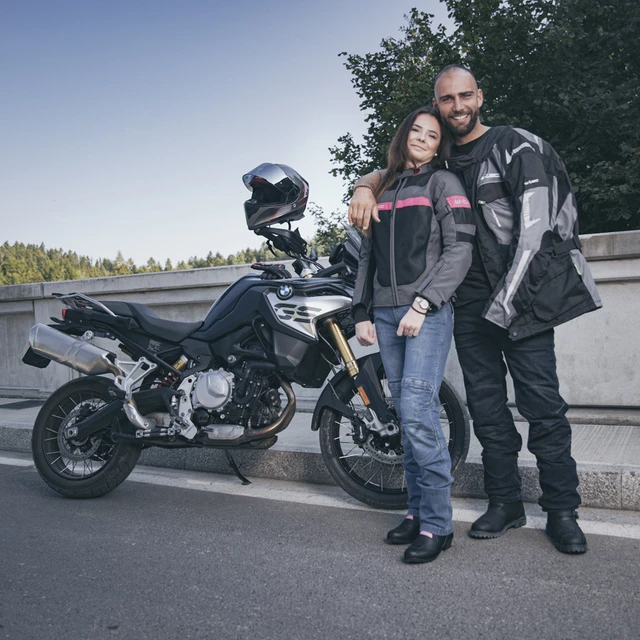 Dámska letná moto bunda W-TEC Monaca - Black Mesh-Pink