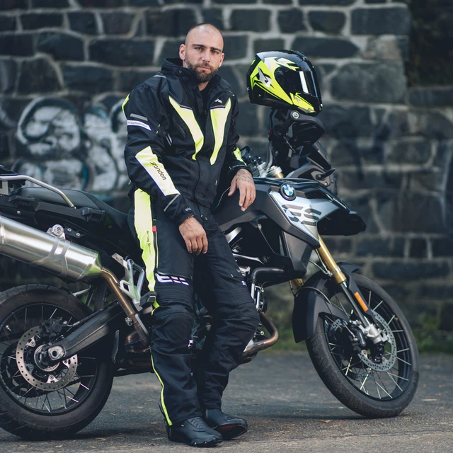 Pánska moto bunda W-TEC Brandon - čierno-šedo-oranžová