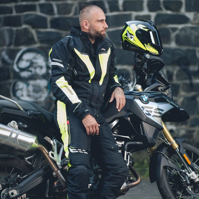 Pánska moto bunda W-TEC Brandon - čierno-šedo-oranžová