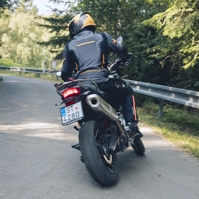 Pánska moto bunda W-TEC Brandon - čierno-šedo-oranžová
