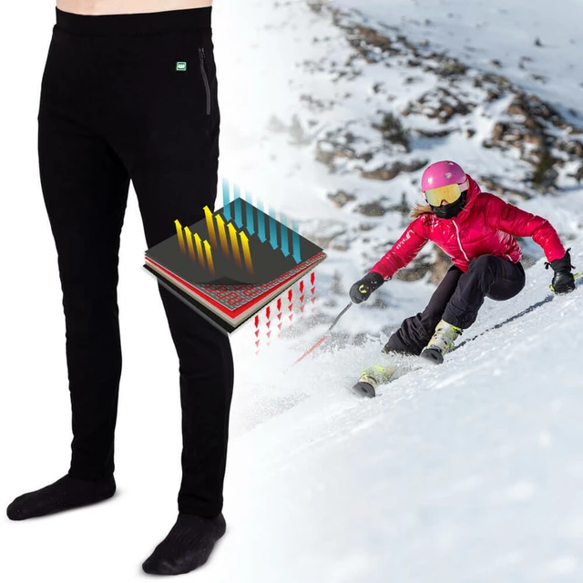 Pánske vyhrievané nohavice W-TEC Insupants s 10 000 mAh powerbankou - čierna