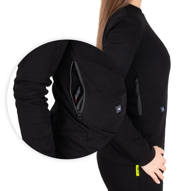 Dámske vyhrievané tričko W-TEC Insulong Lady s 10 000 mAh powerbankou - čierna