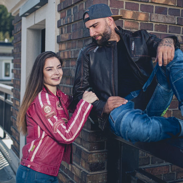 Dámska kožená moto bunda W-TEC Sheawen Lady Pink - ružová