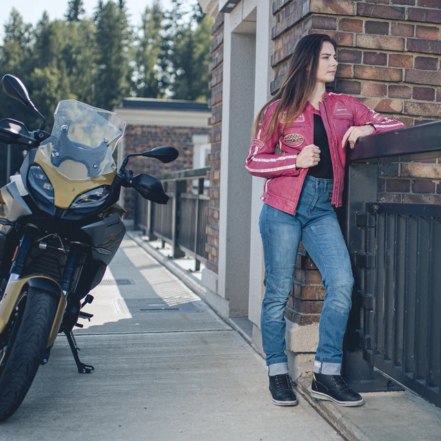 Dámska kožená moto bunda W-TEC Sheawen Lady Pink - ružová