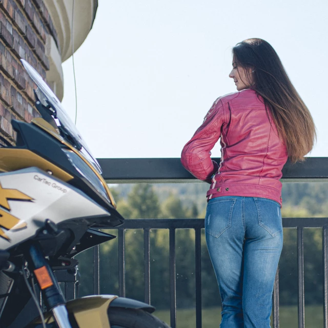 Dámska kožená moto bunda W-TEC Sheawen Lady Pink - ružová