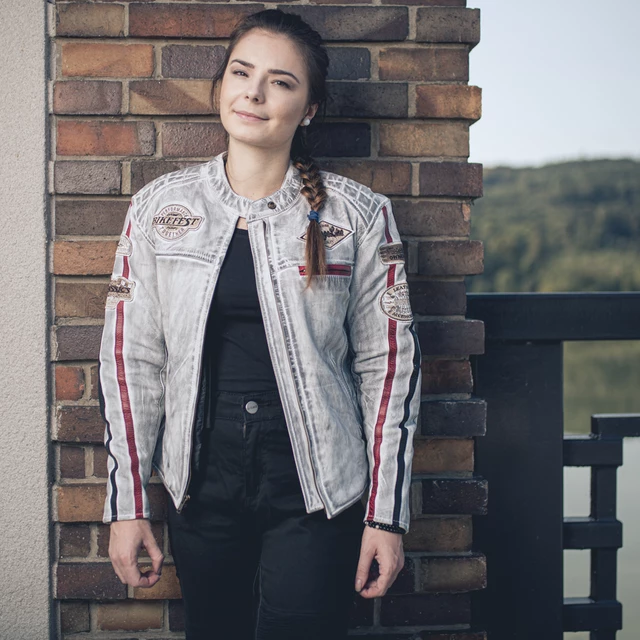 Dámska kožená moto bunda W-TEC Sheawen Lady White - biela
