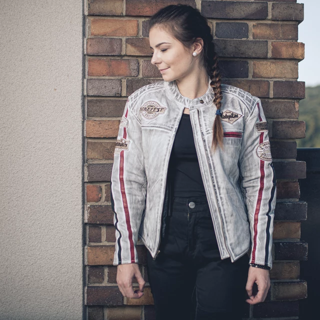 Dámska kožená moto bunda W-TEC Sheawen Lady White - biela