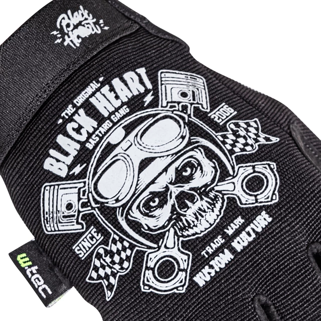 Moto rukavice W-TEC Black Heart Piston Skull - čierna