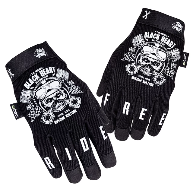 Moto rukavice W-TEC Black Heart Piston Skull - čierna - čierna