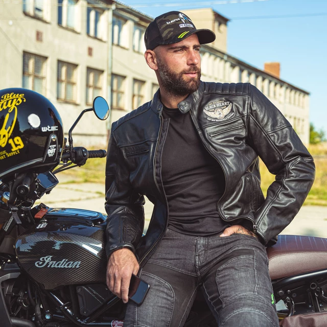 Pánska kožená bunda W-TEC Black Heart Wings Leather Jacket - 2. akosť - čierna