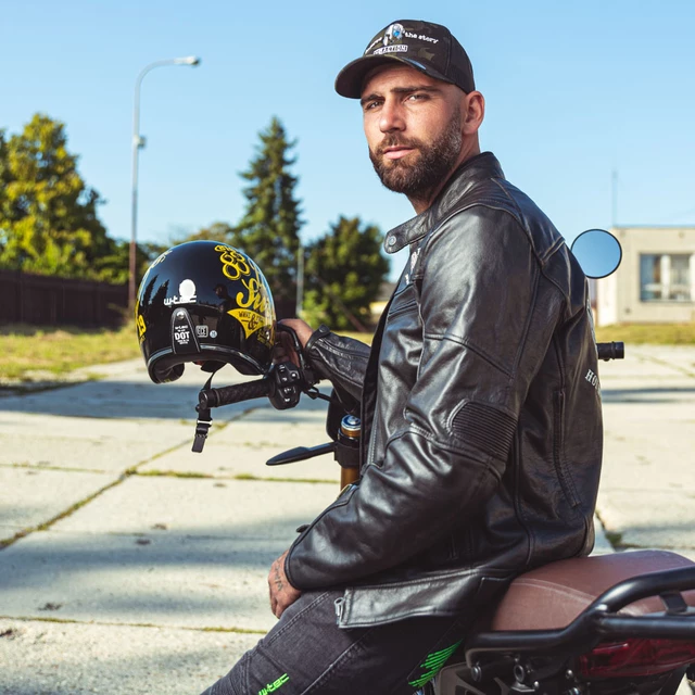 Pánska kožená bunda W-TEC Black Heart Wings Leather Jacket - 2. akosť - čierna