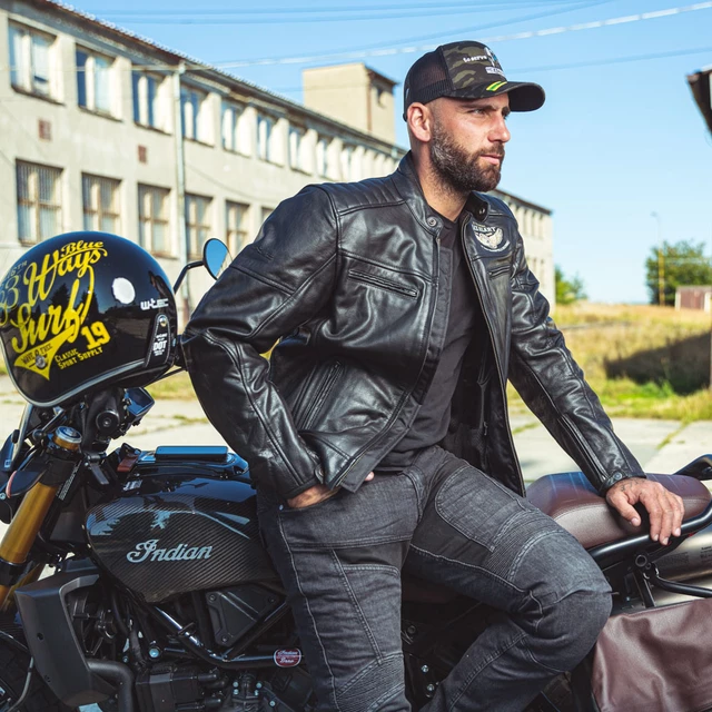 Pánska kožená bunda W-TEC Black Heart Wings Leather Jacket - 2. akosť - čierna