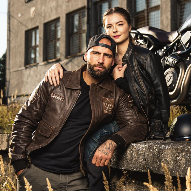 Dámska kožená moto bunda W-TEC Black Heart Lizza - 2.akosť - vintage hnedá