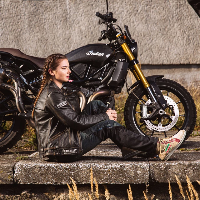 Dámska kožená moto bunda W-TEC Black Heart Lizza - 2.akosť - vintage hnedá