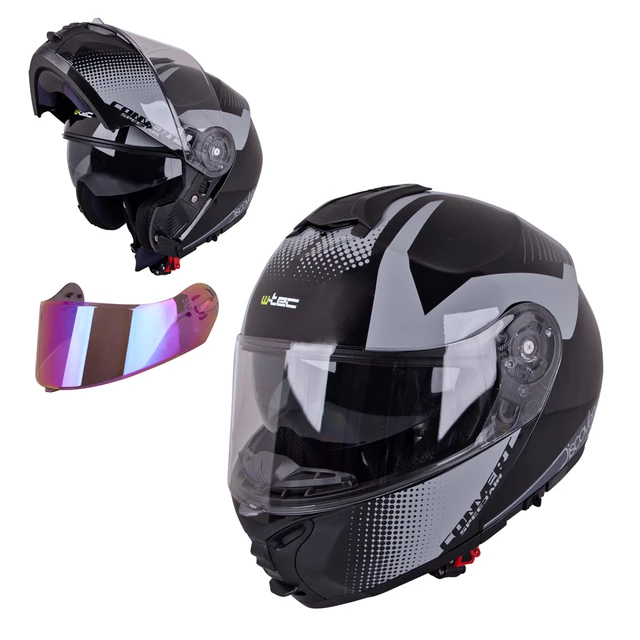 Výklopná moto prilba W-TEC FS-907 P/J - Black Matt - Gunmetal Antracite