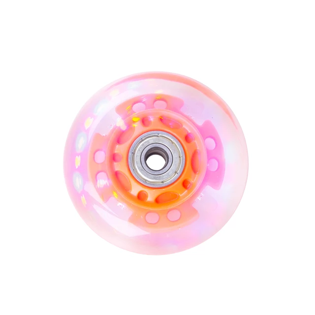 Svietiace koliesko na inline korčule PU 64*24 mm s ABEC 5 ložiskami - čierna - oranžová