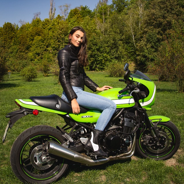 Dámska kožená moto bunda W-TEC Corallia - Black