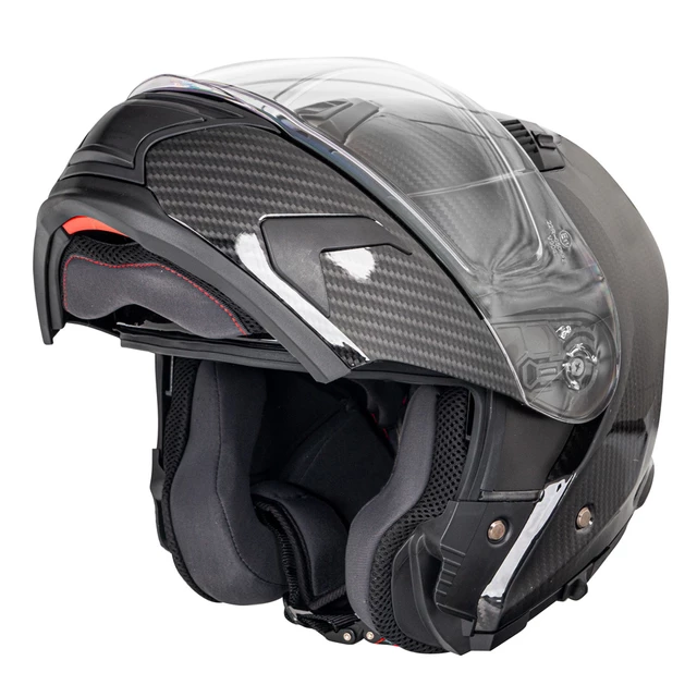 Výklopná moto prilba W-TEC Tensiler - 2. akosť - karbón lesk