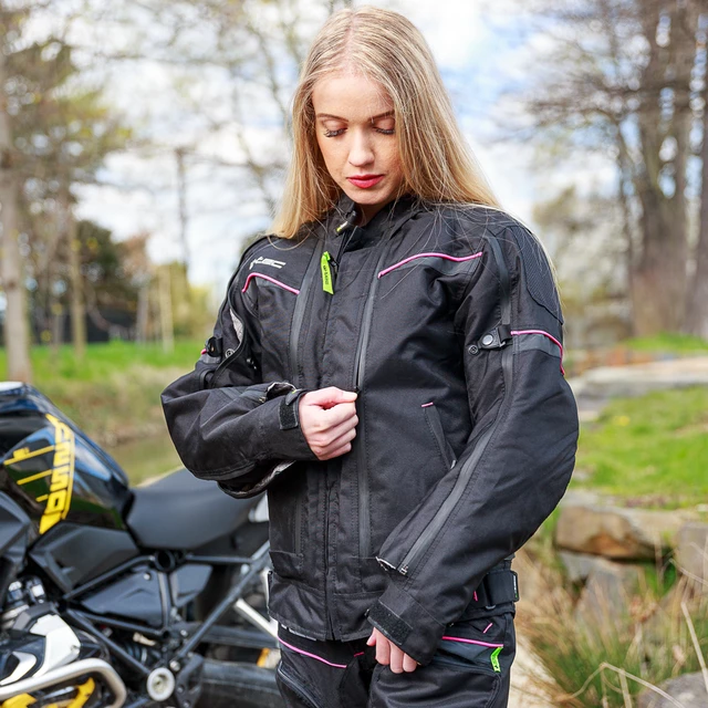 Dámska moto bunda W-TEC Progair Lady - 2. akosť - čierno-ružová
