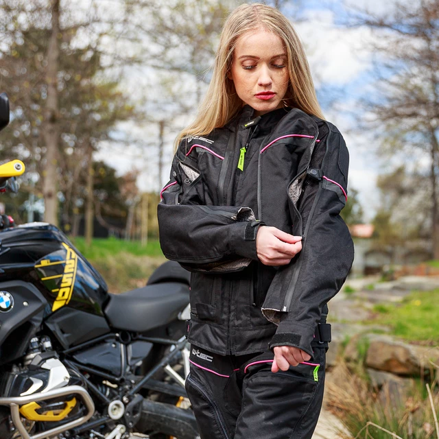 Dámska moto bunda W-TEC Progair Lady - 2. akosť - čierno-ružová