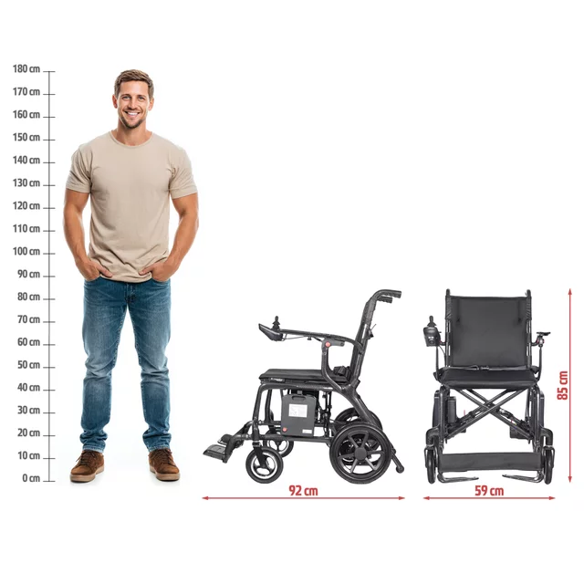 Skladací elektrický karbónový invalidný vozík inSPORTline Feally • 16,2 kg • do 120kg • až 25km dojazd