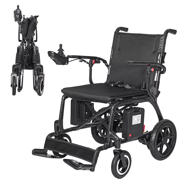 Skladací elektrický karbónový invalidný vozík inSPORTline Feally • 16,2 kg • do 120kg • až 25km dojazd