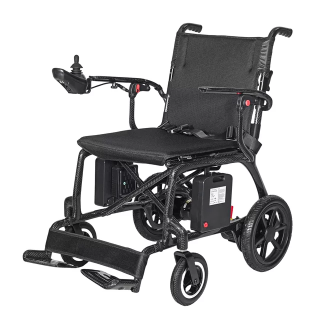 Skladací elektrický karbónový invalidný vozík inSPORTline Feally • 16,2 kg • do 120kg • až 25km dojazd