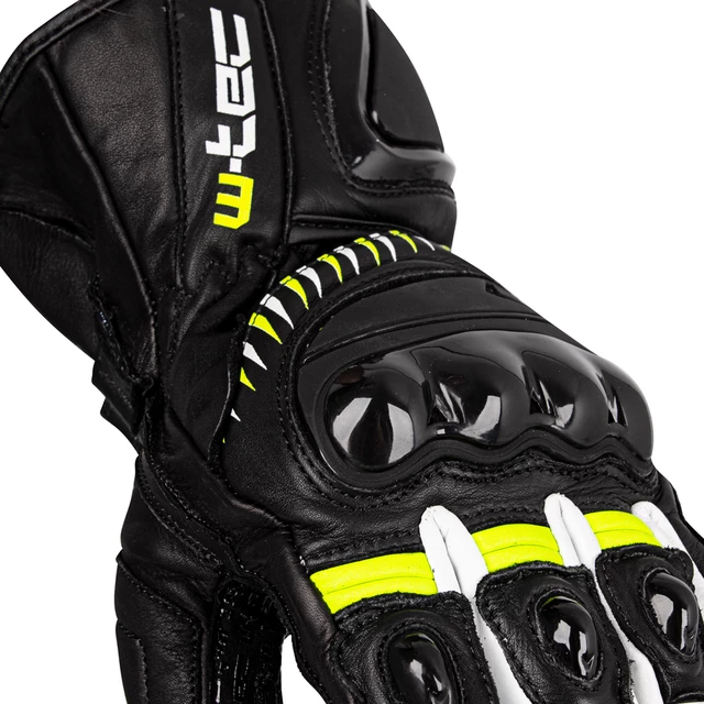 Moto rukavice W-TEC Evolation - čierno-bielo-fluo