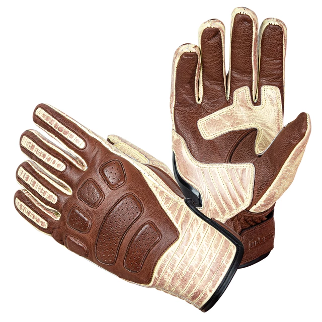 Kožené moto rukavice W-TEC Retro Gloves - hnedo-béžová - hnedo-béžová