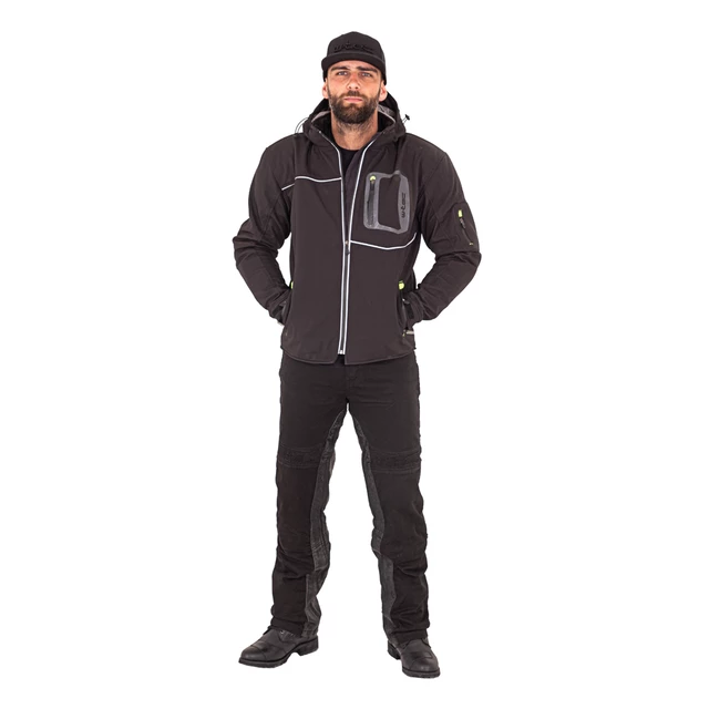 Pánska softshell moto bunda W-TEC Borozef - čierno-zelená