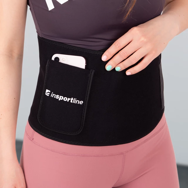 Neoprénový pás inSPORTline Waistpire s vreckom - čierna