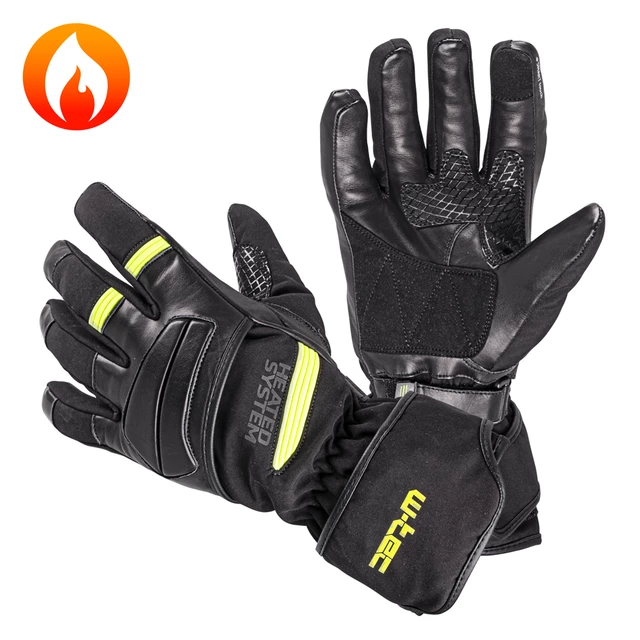 Vyhrievané moto a lyžiarske rukavice W-TEC HEATride - 2.akosť - čierna-fluo zelená