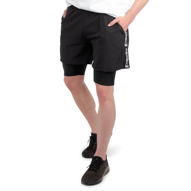 Pánske kraťasy 2v1 inSPORTline Closefit Short - čierna