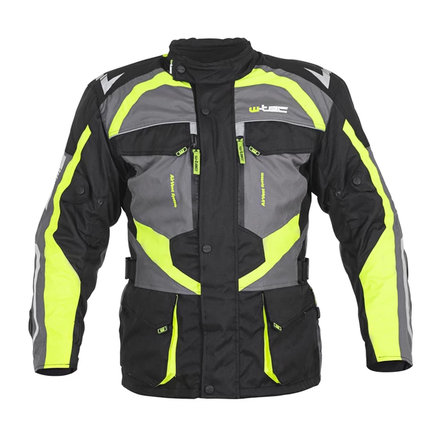 Pánska moto bunda W-TEC Burdys Evo - čierno-šedá - čierno-šedo-zelená