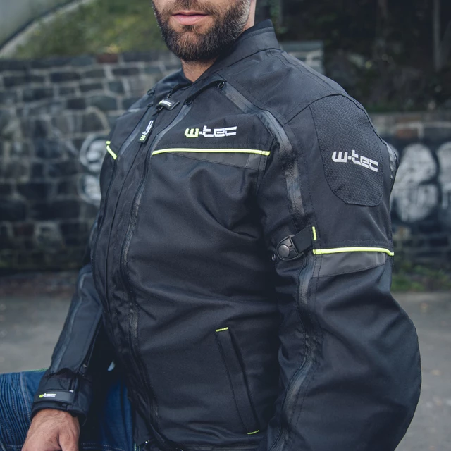 Pánska moto bunda W-TEC Progair - čierna-fluo