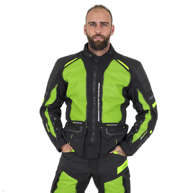 Moto bunda W-TEC Aircross - čierno-zlatá