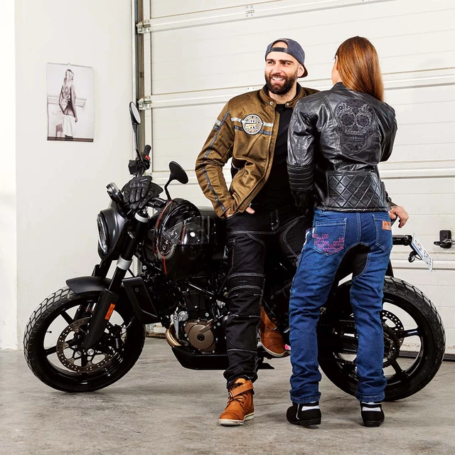Dámska kožená bunda W-TEC Strass - 2.akosť - čierna s kamienkami