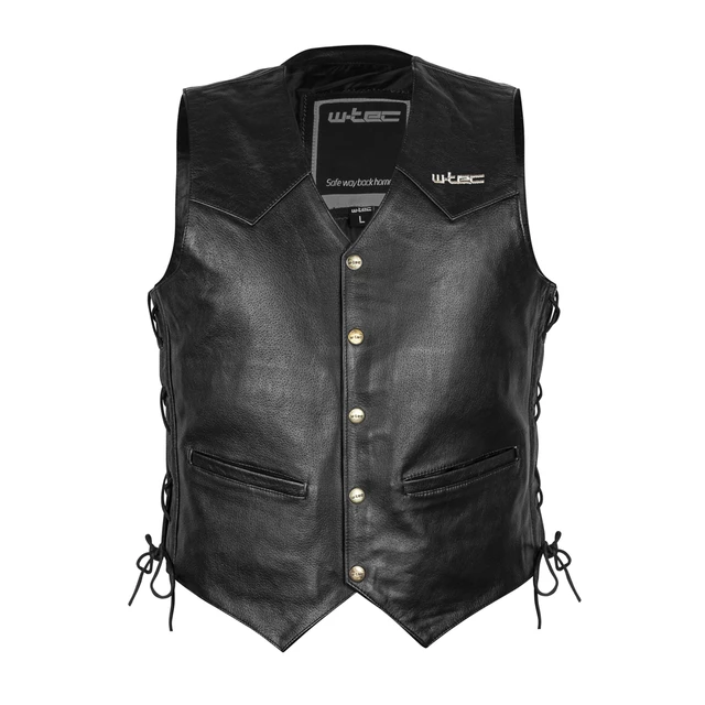 Kožená moto vesta W-TEC Rockridge - Black - Black