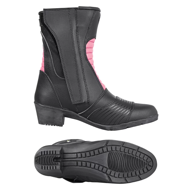 Dámske kožené moto topánky W-TEC Beckie - čierno-ružová
