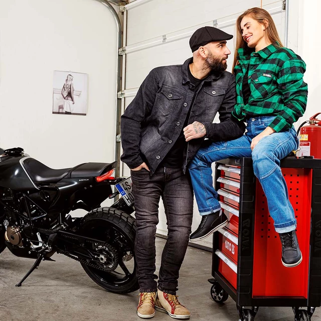 Pánska jeansová letná moto bunda W-TEC Lenny - čierna