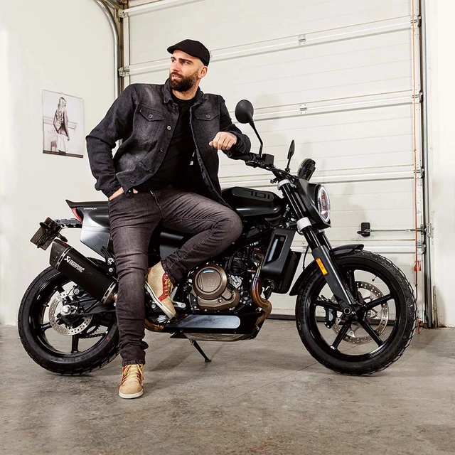 Pánska jeansová letná moto bunda W-TEC Lenny - čierna