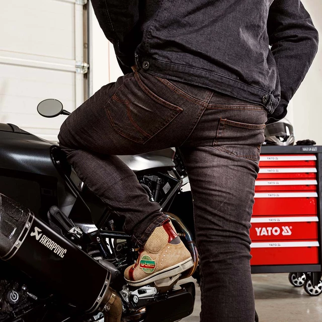 Moto topánky W-TEC SmokinJoe - 2.akosť - béžová s červeným pruhom