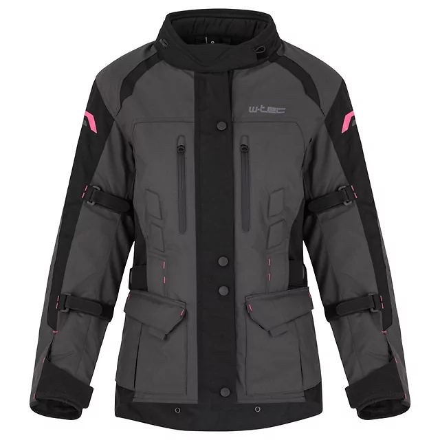 Dámska moto bunda W-TEC Barbata - čierno-šedo-ružová