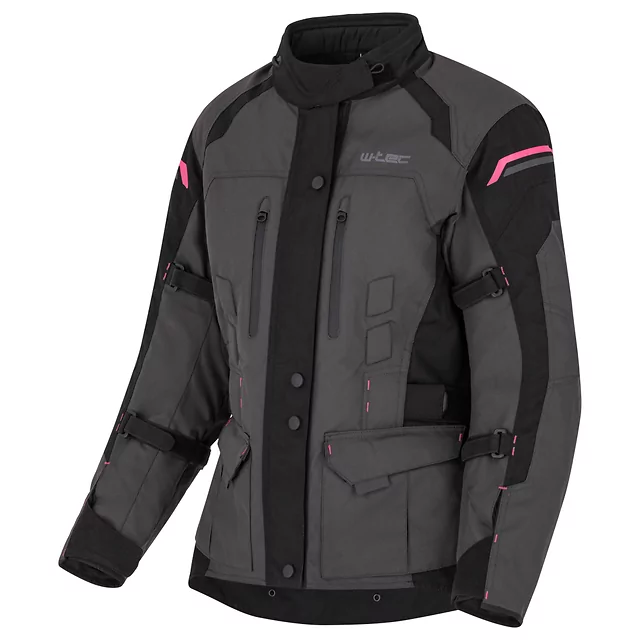 Dámska moto bunda W-TEC Barbata - čierno-šedo-ružová