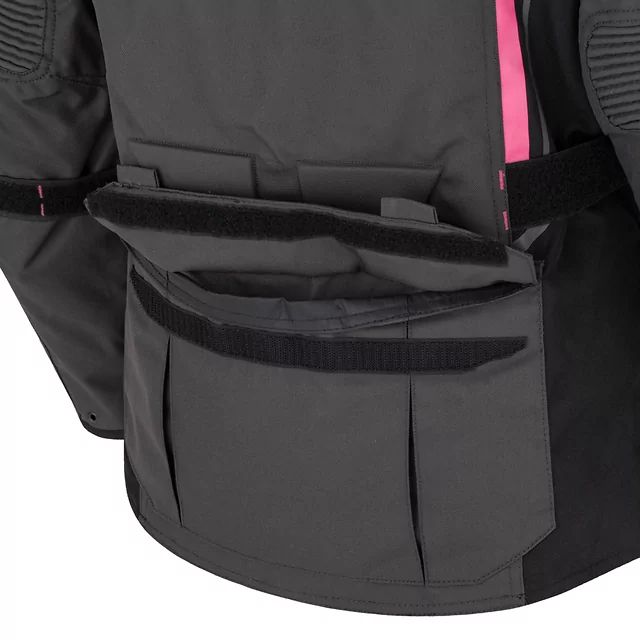 Dámska moto bunda W-TEC Barbata - čierno-šedo-ružová