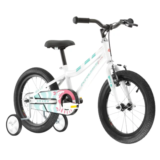 Detský bicykel Kross Mini 3.0 16" - model 2025 - biela / seledynová / korálová / lesk