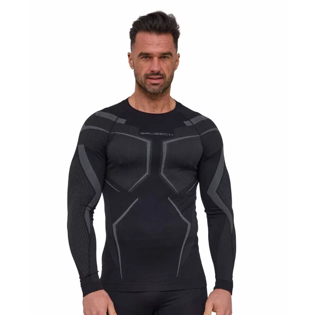 Pánske funkčné tričko Brubeck Dry s dlhým rukávom LS1743M - Black/Graphite - Black/Graphite