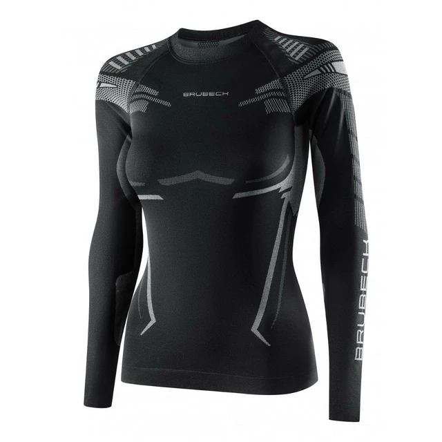 Dámske funkčné tričko Brubeck Dry s dlhým rukávom - Black/Fuchsia - BLACK / GRAPHITE