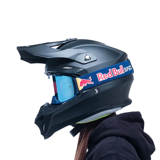Motokrosové okuliare RedBull Spect Strive Panovision, modré matné, plexi modré zrkadlové